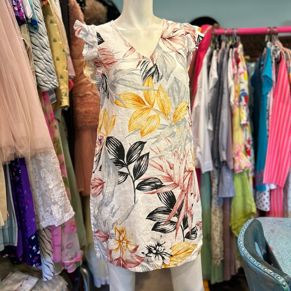 Linen Botanical Summer Dress